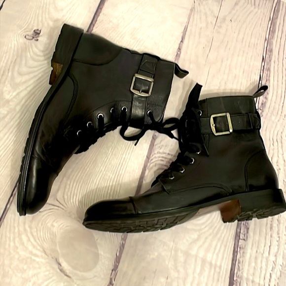 Banana Republic Broderick Men’s Black Leather Boots Size 9.5 - Picture 4 of 13